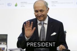 French Foreign Minister Laurent Fabius, President-designate of COP21, delivers his speech during the World Climate Change Conference 2015 (COP21) at Le Bourget, near Paris, France, December 9, 2015. REUTERS/Stephane Mahe TPX IMAGES OF THE DAY
