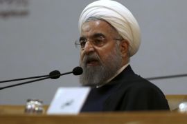 Iranian President Hassan Rouhani speaks during the 29th International Islamic Unity Conference in Tehran, Iran, Sunday, Dec. 27, 2015. Rouhani accused Saudi Arabia Sunday of promoting poverty and terrorism by continuing to bomb Yemeni rebels and supporting armed rebels fighting to topple Syrian President Bashar Assad in Syria. (AP Photo/Vahid Salemi)