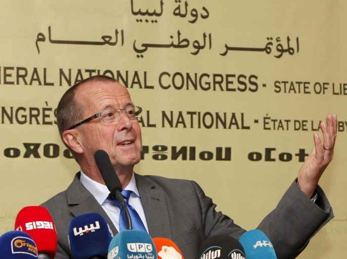 United Nations Special Representative and Head of the UN Support Mission in Libya, Martin Kobler gestures during a news conference in Tripoli November 22, 2015. REUTERS/Ismail Zitouny