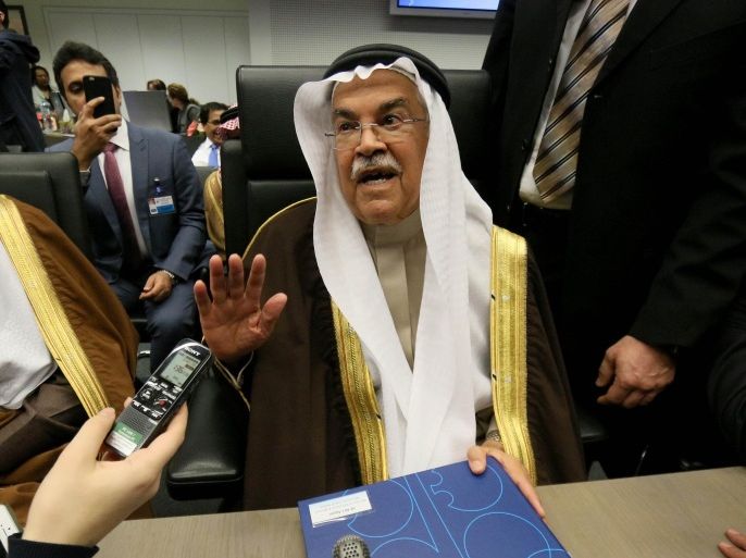 Saudi Arabia's Minister of Petroleum and Mineral Resources Ali Ibrahim Naimi speaks to journalists prior to the start of a meeting of the Organization of the Petroleum Exporting Countries, OPEC, at their headquarters in Vienna, Austria, Friday, Dec. 4, 2015. (AP Photo/Ronald Zak)