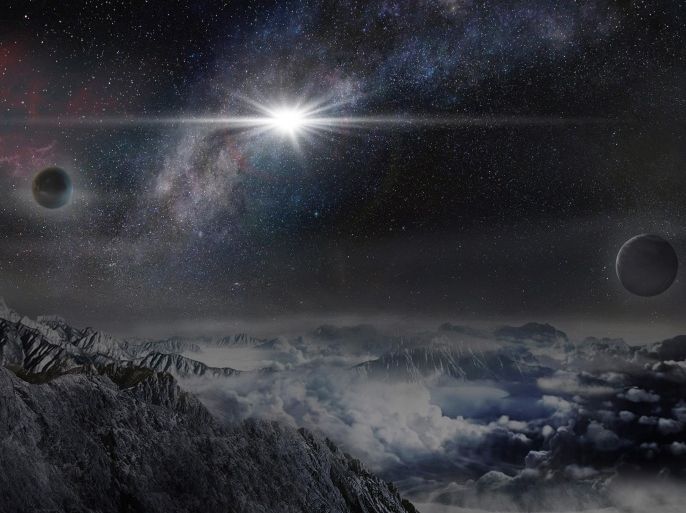 This image provided by The Kavli Foundation on Thursday, Jan. 14, 2016 shows an artist’s impression of the superluminous supernova ASASSN-15lh as it would appear from an exoplanet located about 10,000 light-years away in the host galaxy of the supernova. On Thursday, astronomers announced the discovery of the brightest star explosion ever - easily outshining the entire Milky Way galaxy. (Jin Ma/Beijing Planetarium/The Kavli Foundation via AP)