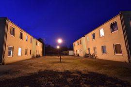 A migrant shelter is pictured in Kerpen, Germany, Monday evening, Jan. 18, 2016. A first suspect of the New Year’s Eve sexual assaults and robberies in Cologne from the Kerpen shelter was arrested over the weekend. (AP Photo/Martin Meissner)