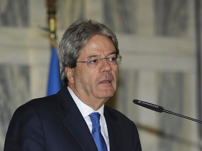 Italian Foreign Minister Paolo Gentiloni speaks during a press conference following the international summit about Libya, at the Farnesina, in Rome, Italy, 13 December 2015. Representatives from Libya's rival factions were meeting with foreign ministers from around the world in Rome, to consider a UN-sponsored proposal for a national unity government.