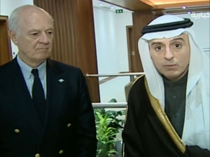 وزير الخارجية السعودي عادل الجبير، المبعوث الأممي إلى سوريا ستيفان ديمستورا