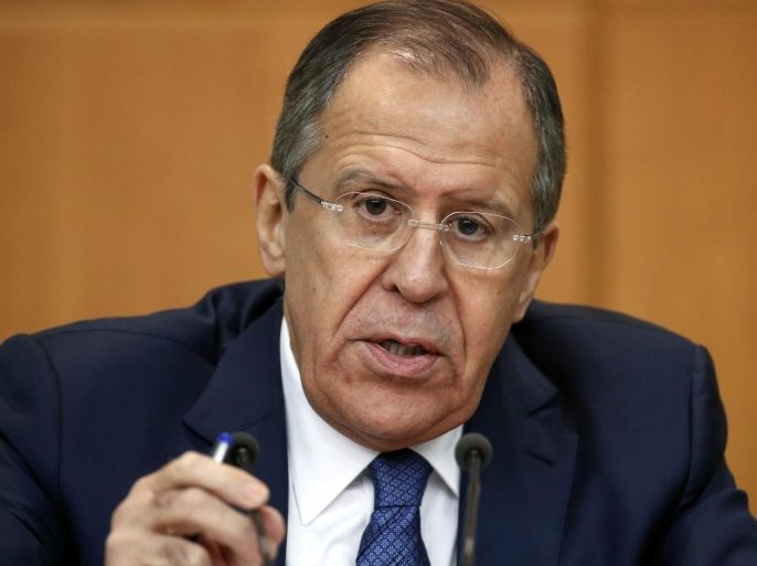 Russian Foreign Minister Sergei Lavrov speaks during his news conference in Moscow, Russia, 26 January 2016.