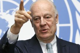 UN Special Envoy of the Secretary-General for Syria Staffan de Mistura informs the media on the Intra-Syrian Talks, during a press conference, at the European headquarters of the United Nations in Geneva, Switzerland, 25 January 2016. The UN aimed to kick off Intra-Syrian talks on 25 January, but a delay was likely.