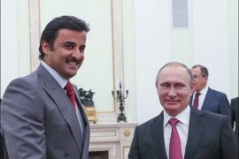 سمو الأمير الشيخ تميم بن حمد و الرئيس الروسي بوتن ( الأنباء القطرية)