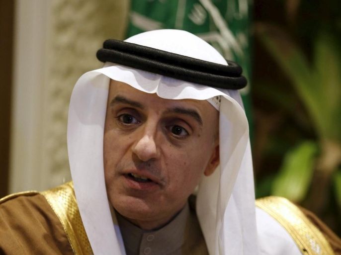Saudi Arabia's Foreign Minister Adel al-Jubeir gestures during an interview with Reuters, in Riyadh January 4, 2016. REUTERS/Faisal Al Nasser