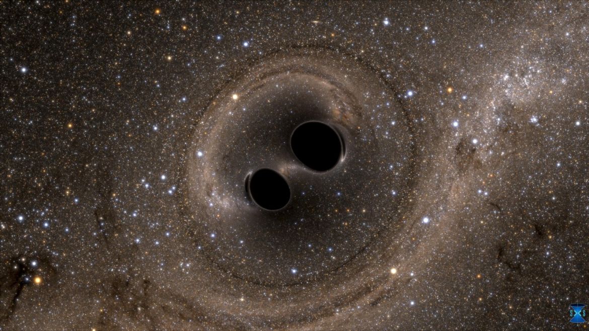 The collision of two black holes holes - a tremendously powerful event detected for the first time ever by the Laser Interferometer Gravitational-Wave Observatory, or LIGO - is seen in this still image from a computer simulation released in Washington February 11, 2016. Scientists have for the first time detected gravitational waves, ripples in space and time hypothesized by Albert Einstein a century ago, in a landmark discovery announced on Thursday that opens a new window for studying the cosmos.    REUTERS/Caltech/MIT/LIGO Laboratory/Handout via Reuters    FOR EDITORIAL USE ONLY. NOT FOR SALE FOR MARKETING OR ADVERTISING CAMPAIGNS. THIS IMAGE HAS BEEN SUPPLIED BY A THIRD PARTY. IT IS DISTRIBUTED, EXACTLY AS RECEIVED BY REUTERS, AS A SERVICE TO CLIENTS      TPX IMAGES OF THE DAY