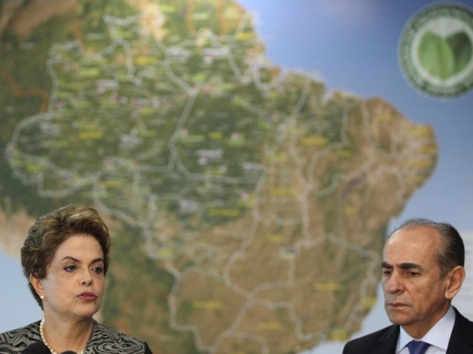 Brazilian President, Dilma Rousseff (L), and Health Minister, Marcelo Castro (R), speak to the media after visiting a Center for Coordination and Control of diseases in Brasilia, Brazil, 29 January 2016. Rousseff said that her country, one of the most affected by the Zika virus, is willing to win the war against the mosquito' Aedes aegypti, the transmitter of Zika virus and also of dengue and chikungunya. WHO officials said there may have been 1.5 million Zika cases in Brazil, where the outbreak started last year, and that the number of cases in the Americas could grow to 4 million within 12 months.