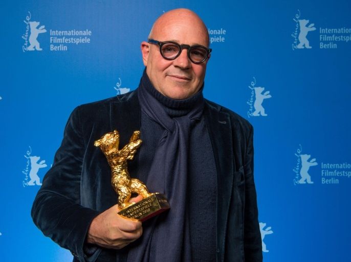 Winner of the Golden Bear for Best Film, Gianfranco Rosi for 'Fuocoammare' (Fire at Sea) poses in the press room during the Closing and Awards Ceremony of the 66th annual Berlin International Film Festival, in Berlin, Germany, 20 February 2016. The 'Berlinale' runs from 11 to 21 February. EPA/BERND VON JUTRCZENKA/POOL *** Local Caption *** 51798675