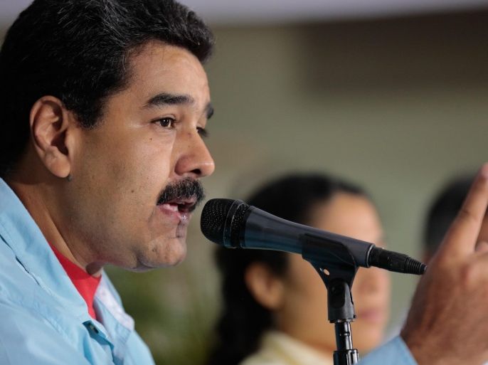 A handout picture provided by Miraflores Palace shows to President Nicolás Maduro giving a speech during an official event in Valencia, Venezuela, 11 February 2016. Maduro announced activation of the economic emergency plan after the support expressed by the Supreme Tribunal and despite rejection of the National Assembly. The plan is designed to battle the 'economic war' Maduro said the country is fighting. EPA/Miraflores Palace / HANDOUT EDITORIAL USE ONLY/NO SALES