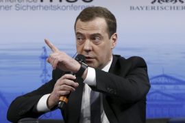 Russian Prime Minister Dmitry Medvedev answers a question from the audience at the Munich Security Conference in Munich, Germany, February 13, 2016. Medvedev said on Saturday that only regular cooperation between Russia and the United States can lead to a normalisation of the situation in Syria. REUTERS/Dmitry Astakhov/Sputnik/Pool ATTENTION EDITORS - THIS IMAGE HAS BEEN SUPPLIED BY A THIRD PARTY. IT IS DISTRIBUTED, EXACTLY AS RECEIVED BY REUTERS, AS A SERVICE TO CLIENTS.