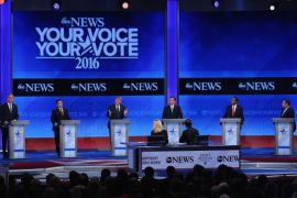 Manchester, New Hampshire, UNITED STATES : MANCHESTER, NH - FEBRUARY 06: (L-R) Republican presidential candidates Ohio Governor John Kasich, Jeb Bush, Sen. Marco Rubio (R-FL), Donald Trump, Sen. Ted Cruz (R-TX), Ben Carson and New Jersey Governor Chris Christie participate in the Republican presidential debate at St. Anselm College February 6, 2016 in Manchester, New Hampshire. Sponsored by ABC News and the Independent Journal Review, this is the final televised debate before voters go to the polls for the New Hampshire primary on February 9. Joe Raedle/Getty Images/AFP