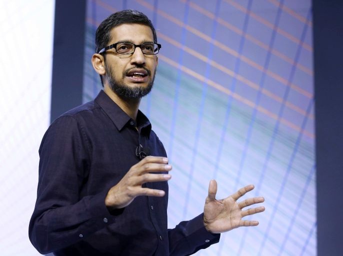 ADDS THAT PICHAI IS NEWLY NAMED GOOGLE CEO - Sundar Pichai, senior vice president of Android, Chrome and Apps, and newly named Google CEO, speaks about the new Google Nexus phones during an event on Tuesday, Sept. 29, 2015, in San Francisco. Google is countering the release of Apple’s latest iPhones with two devices running on "Marshmallow," a new version of Android software designed to steer and document even more of its users’ lives. (AP Photo/Tony Avelar)