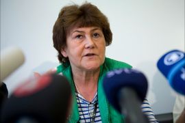 epa01712298 Zsuzsanna Jakab, Director of European Centre for Disease Prevention and Control (ECDC) briefing reporters on ECDC?s response to the swine flu threat to Europe in Stockholm Sweden, on 28 April 2009 EPA/JONAS EKSTROMER SWEDEN OUT