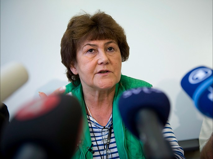 epa01712298 Zsuzsanna Jakab, Director of European Centre for Disease Prevention and Control (ECDC) briefing reporters on ECDC?s response to the swine flu threat to Europe in Stockholm Sweden, on 28 April 2009 EPA/JONAS EKSTROMER SWEDEN OUT