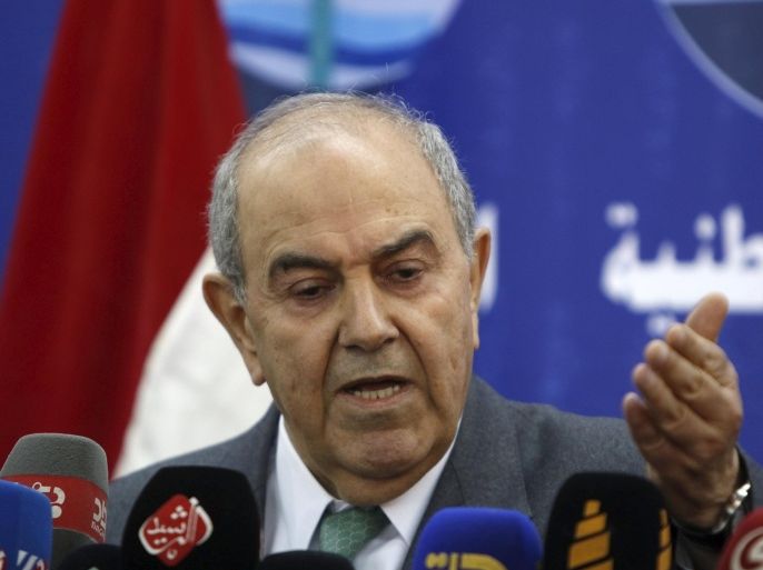 Iraq's former Prime Minister Ayad Allawi speaks during a news conference in Baghdad January 19, 2016. REUTERS/Ahmed Saad