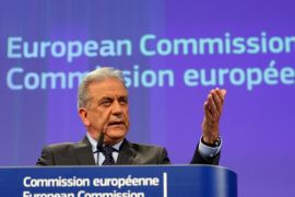Dimitris Avramopoulos, EU Commissioner for Migration, Home Affairs and Citizenship speaks during a press conference at the EU Commission headquarters in Brussels, Belgium, 10 February 2016. Avraopoulos delivered remarks on the implementation of priority actions within the scope of an European Agenda on Migration.