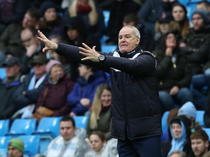 Leicester City's manager Claudio Ranieri reacts during the English Premier League soccer match between Manchester City and Leicester City at the Etihad Stadium, Manchester, Britain, 6 February 2016. EPA/Nigel Roddis EDITORIAL USE ONLY. No use with unauthorized audio, video, data, fixture lists, club/league logos or 'live' services. Online in-match use limited to 75 images, no video emulation. No use in betting, games or single club/league/player publications.