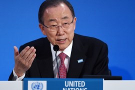 UN Secretary General Ban Ki-Moon speaks at the Syria Conference in London, Britain, 04 February 2016. A 'sudden increase' of bombing and other military activities and a lack of humanitarian access in Syria have undermined peace talks, UN Secretary General Ban Ki-moon said.
