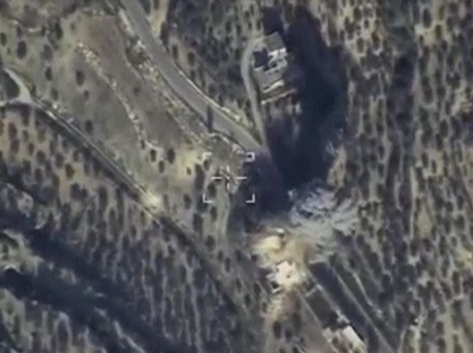 Still image taken from aerial footage released by Russia's Defence Ministry on February 11, 2016, shows airstrikes, carried out by the country's air force and hitting what the Defence Ministry says was Islamic State command post, in Idlib, Syria. REUTERS/Ministry of Defence of the Russian Federation/Handout via Reuters ATTENTION EDITORS - THIS IMAGE WAS PROVIDED BY A THIRD PARTY. REUTERS IS UNABLE TO INDEPENDENTLY VERIFY THE AUTHENTICITY, CONTENT, LOCATION OR DATE OF THIS IMAGE. IT IS DISTRIBUTED EXACTLY AS RECEIVED BY REUTERS, AS A SERVICE TO CLIENTS. FOR EDITORIAL USE ONLY. NOT FOR SALE FOR MARKETING OR ADVERTISING CAMPAIGNS. NO RESALES. NO ARCHIVE. THIS IMAGE HAS BEEN SUPPLIED BY A THIRD PARTY. IT IS DISTRIBUTED, EXACTLY AS RECEIVED BY REUTERS, AS A SERVICE TO CLIENTS