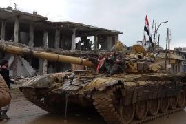 A handout picture made available on 27 January 2016 by Syria's official Syrian Arab News Agency (SANA) shows Syrian army units operating in the Sheikh Meskin city northern rural Daraa, southern Syria, 26 January 2016. Syrian Army claims to have gained control over strategic towns in Dara'a in the ongoing armed conflict. EPA/SANA HANDOUT
