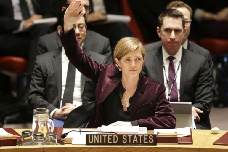 FILE - In this Wednesday, March 2, 2016, file photo, U.S. Ambassador to the United Nations Samantha Power votes on a resolution during a Security Council meeting at U.N. headquarters. The U.N. Security Council voted Wednesday on a resolution that would impose the toughest sanctions on North Korea in two decades. The U.N. Security Council voted Wednesday on a resolution that would impose the toughest sanctions on North Korea in two decades. After the North’s Jan. 6 nuclear test, Beijing joined the U.S. in imposing tougher sanctions that were approved unanimously Wednesday by the U.N. Security Council. But it insisted sanctions alone will never solve the nuclear issue. Instead, Chinese Foreign Minister Wang Yi suggested a “parallel track” approach that separates nuclear talks from negotiations to replace the more-than-60-year-old Korean War armistice with a peace agreement. (AP Photo/Seth Wenig, File)