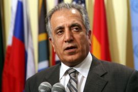 FILE - In this Aug. 10, 2008 file photo, Zalmay Khalilzad, U.S. Ambassador to United Nations speaks to reporters after a special Security Council Meeting regarding the situation in Georgia and South Ossetia at U.N. headquarters. Austrian officials said former top U.S. diplomat Zalmay Khalilzad is being investigated by U.S. authorities for suspected money laundering through his wife’s bank account. State prosecutor Thomas Vecsey on Monday, Sept. 8, 2014 confirmed a report by the Austrian weekly Profil but declined to give details. (AP Photo/David Karp, File)
