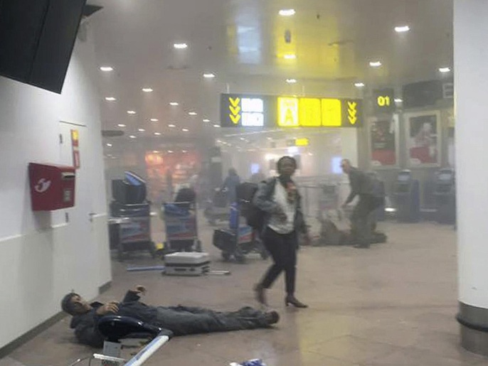 ‪‬ صالة المغادرين بمطار بروكسل حيث وقع أحد التفجيرات(رويترز)