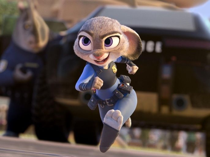 This image released by Disney shows Judy Hopps, voiced by Ginnifer Goodwin, in a scene from the animated film, "Zootopia." (Disney via AP)