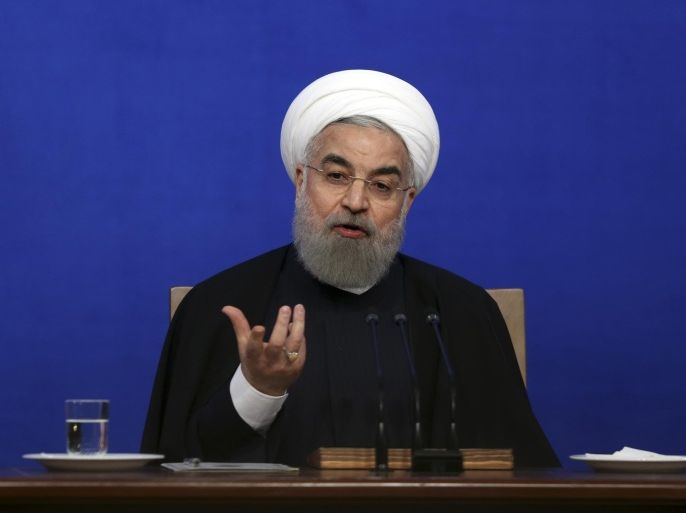 Iranian President Hassan Rouhani speaks during a press conference in Tehran, Iran, Sunday, March 6, 2016. (AP Photo/Vahid Salemi)