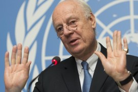 Staffan de Mistura, UN Special Envoy of the Secretary-General for Syria, speaks during a press conference about the beginning of a cessation of hostilities in Syria and the next talks in Geneva between the government and the opposition, at the European headquarters of the United Nations, in Geneva, Switzerland, 26 February 2016. De Mistura plans to resume peace talks on March 7 if the cessation of hostilities coming into effect at midnight local time "largely holds."