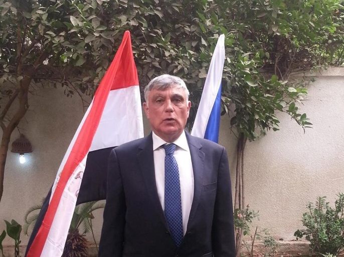 This Wednesday, Sept. 9, 2015 image released on the official Facebook page of the Israeli embassy in Egypt shows Ambassador to Egypt Haim Koren at the re-opening of the embassy in Cairo, Egypt, four years after an Egyptian mob ransacked the site where the mission was previously located.(Israeli embassy in Egypt official Facebook page via AP)
