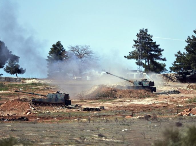 FILE - In this Feb. 16, 2016, file photo, Turkish artillery fire from the border near Kilis town toward northern Syria, in Kilis, Turkey. The fighting in northern Syria has huge implications in the civil war and risks erupting into a wider regional conflict. The battle for control of Aleppo involves all the major players over a prized strip of rebel-held territory near the Turkish border. (AP Photo/Halit Onur Sandal, File)
