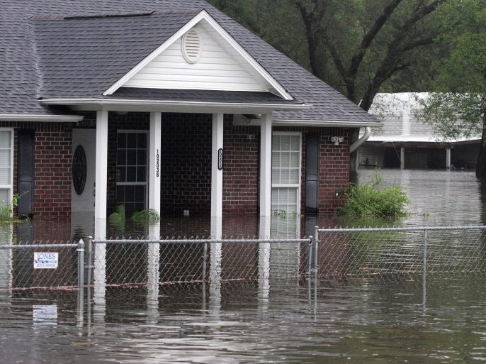 A general view of a house which was flooded from persistent rains in Pensacola, Florida, USA, 30 April 2014. The flooding stretches throughout the Gulf Coast, with parts of Florida under a state of emergency.