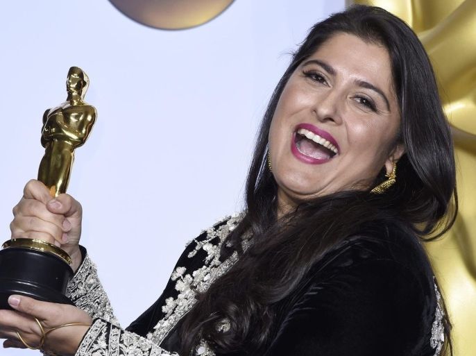 Sharmeen Obaid-Chinoy holds the Oscar for Best Documentary Short Subject for 'A Girl in the River: The Price of Forgiveness' in the press room during the 88th annual Academy Awards ceremony at the Dolby Theatre in Hollywood, California, USA, 28 February 2016.