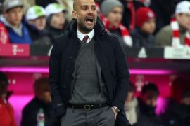 A picture made availabale on 03 March 2016 of Munich's coach Pep Guardiola during the German Bundesliga soccer match between FC Bayern Munich and FSV Mainz 05 at the Allianz Arena in Munich, Germany, 02 March 2016.