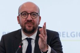 Belgian Prime Minister, Charles Michel, speaks during a press conference after a council of ministers meeting in Brussels, Belgium, 26 February 2016.
