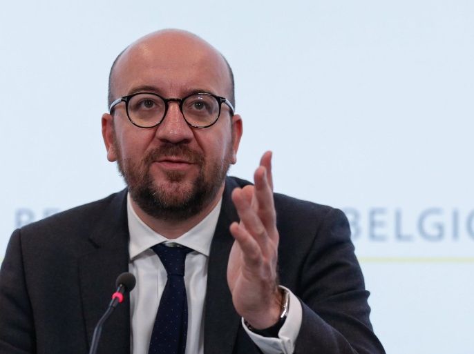 Belgian Prime Minister, Charles Michel, speaks during a press conference after a council of ministers meeting in Brussels, Belgium, 26 February 2016.