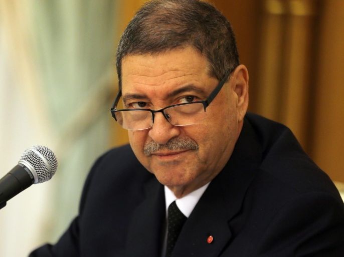 Tunisian Prime Minister Habib Essid leads an emergency cabinet meeting in Tunis,Tunisia, 08 March 2016. The death toll from clashes between Tunisian security forces and unidentified insurgents near the border with Libya is 54, the Interior Ministry said a day earlier. The clashes broke out when gunmen attempted to storm military and security barracks and other sites at dawn Monday in Begardene, near the Libyan border. Tunisia has experienced a series of deadly attacks during the past year. The Islamic State terrorist group, which is active in Libya, has claimed responsibility for some of the attacks, including a shooting spree that killed 21 tourists and a police officer at the Bardo museum in the heart of Tunis.
