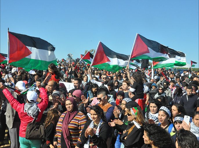 إسرائيل تنظر لفلسطينيي 48 على أنهم قنبلة موقوته وخطر استراتيجي، مسيرة العودة لقرية الحدثة المهجرة نيسان أبريل 2015.