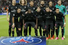 Paris Saint Germain players pose for a team picture before the UEFA Champions League Group A soccer match between Paris Saint Germain (PSG) and Malmo FF at the Parc des Princes Stadium, in Paris, France, 15 September 2015.