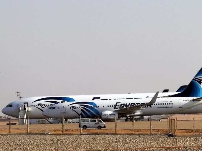 (FILE) A file photo dated 07 September 2012 shows planes of Egypt's state-owned carrier, EgyptAir, sitting on a runway at Cairo Airport, Cairo, Egypt. According to media reports on 06 May 2015, some 224 pilots with EgyptAir, the state-owned carrier, handed their resignation to protest against their low salaries and proposed financial regulations which they claim will grant pay raises to companyÃ¢â¬â¢s top management. There were no immediate reports on flights delayed or cancelled due to the dispute.