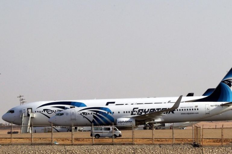 (FILE) A file photo dated 07 September 2012 shows planes of Egypt's state-owned carrier, EgyptAir, sitting on a runway at Cairo Airport, Cairo, Egypt. According to media reports on 06 May 2015, some 224 pilots with EgyptAir, the state-owned carrier, handed their resignation to protest against their low salaries and proposed financial regulations which they claim will grant pay raises to companyÃ¢â¬â¢s top management. There were no immediate reports on flights delayed or cancelled due to the dispute.