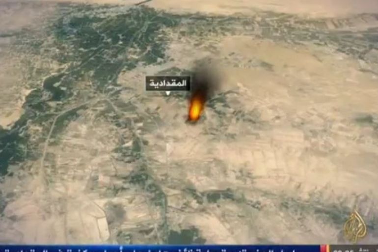 خريطة تظهر علامات قصف في مدينة المقدادية
