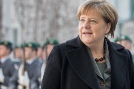 German Chancellor Angela Merkel receives Croatia's Prime Minister Tihomir Oreskovic (not pictured) with military honours in front of the Federal Chancellery in Berlin, Germany, 01 March 2016.