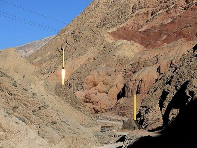 Ballistic missiles are launched and tested in an undisclosed location, Iran, in this handout photo released by Farsnews on March 9, 2016. REUTERS/farsnews.com/Handout via Reuters ATTENTION EDITORS - THIS IMAGE WAS PROVIDED BY A THIRD PARTY. REUTERS IS UNABLE TO INDEPENDENTLY VERIFY THE AUTHENTICITY, CONTENT, LOCATION OR DATE OF THIS IMAGE. FOR EDITORIAL USE ONLY. NOT FOR SALE FOR MARKETING OR ADVERTISING CAMPAIGNS. EDITORIAL USE ONLY. NO RESALES. NO ARCHIVE.
