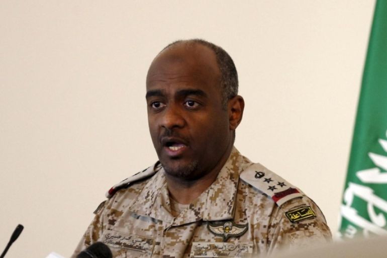 The official spokesman for the Saudi Ministry of Defense Gen. Ahmed Hassan al-Asiri speaks during news conference in Riyadh March 26, 2015. REUTERS/Faisal AlNasser