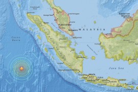 A screenshot of an interactive map provided on the website of the US Geological Survey (USGS) on 02 March 2016 shows the location of an earthquake in a depth of about 10 kilometers southwest of Sumatra, Indonesia, at 12:49:46 UTC, 02 March 2016. EPA/US GEOLOGICAL SURVEY/HANDOUT
